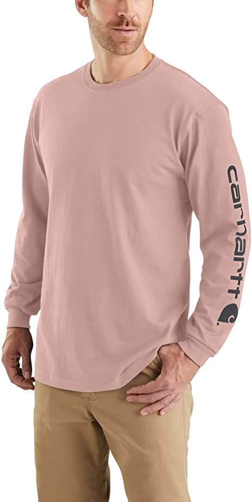 230816041301614_1 Carhartt Men's Loose Fit Heavyweight Long Logo Sleeve Graphic T-Shirt - Image 1